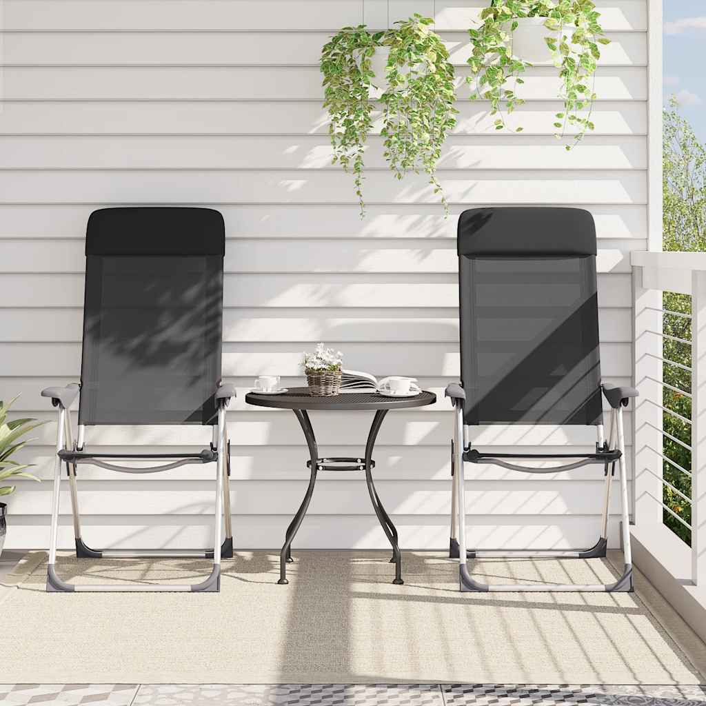 Sedie Pieghevoli da Campeggio 2 pz in Alluminio Nere 44305