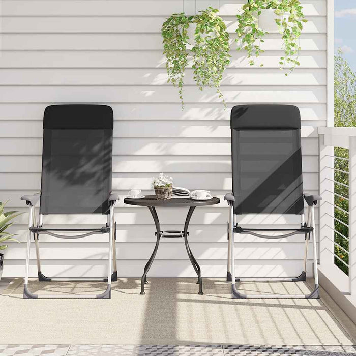 Sedie Pieghevoli da Campeggio 2 pz in Alluminio Nere 44305