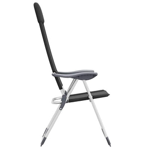 Sedie Pieghevoli da Campeggio 2 pz in Alluminio Nere 44305