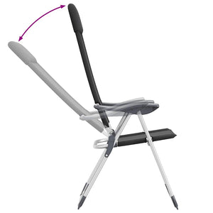 Sedie Pieghevoli da Campeggio 2 pz in Alluminio Nere