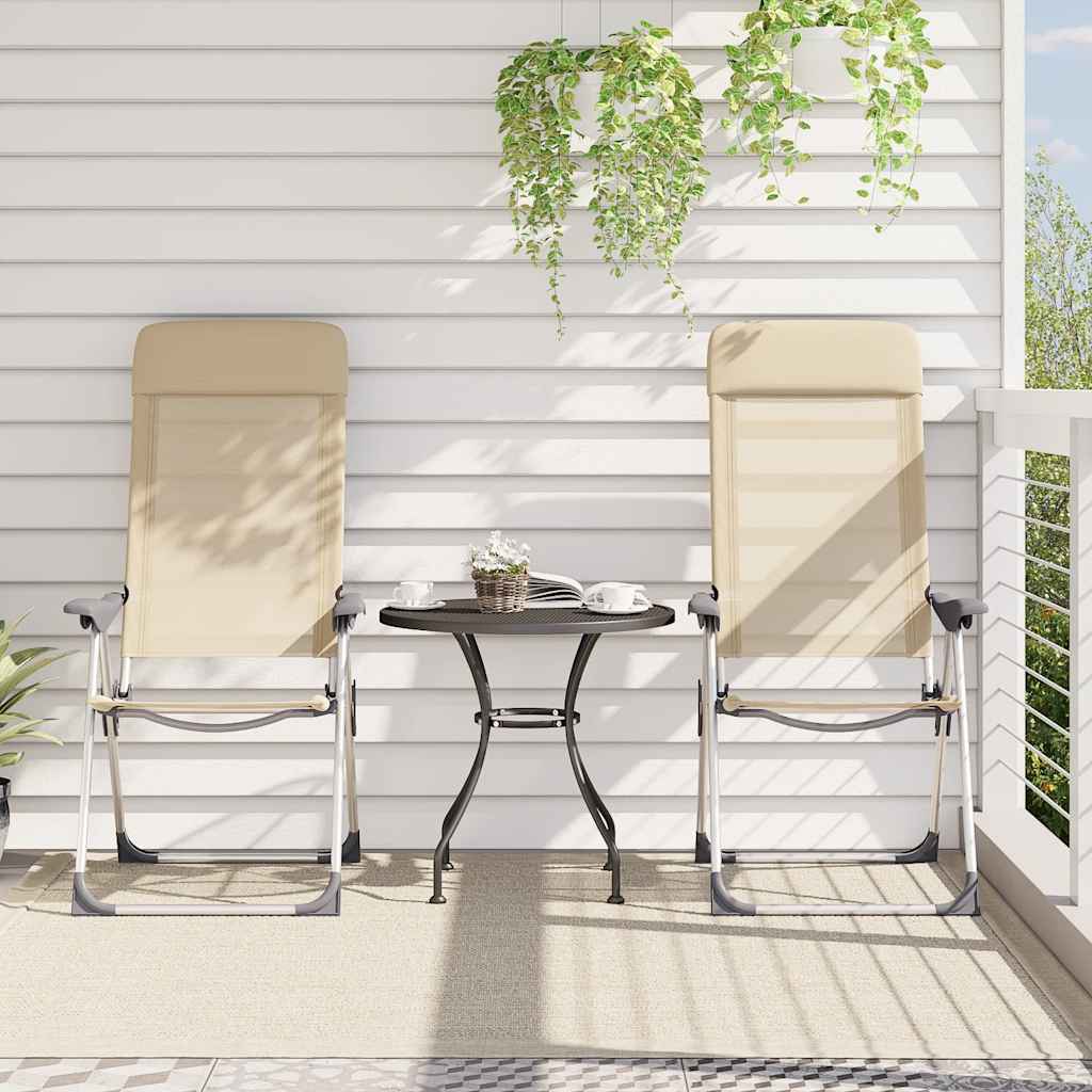 Sedie Pieghevoli da Campeggio 2 pz in Alluminio Crema 44306