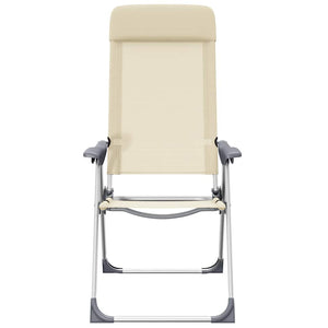 Sedie Pieghevoli da Campeggio 2 pz in Alluminio Crema 44306