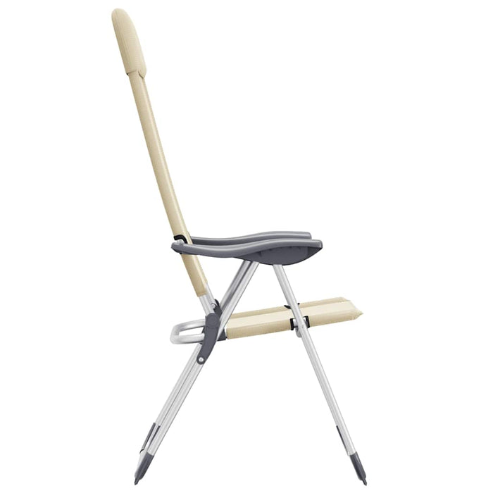 Sedie Pieghevoli da Campeggio 2 pz in Alluminio Crema 44306