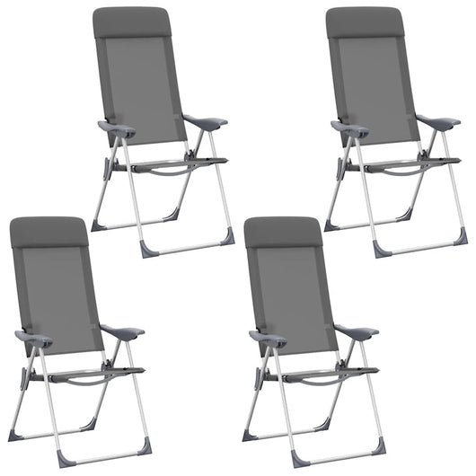 Sedie Pieghevoli da Campeggio 4 pz Grigio in Alluminiocod mxl 70926