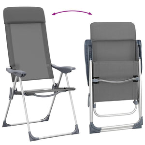 Sedie Pieghevoli da Campeggio 4 pz Grigio in Alluminio 44307