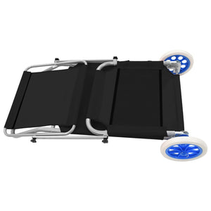 Lettino Prendisole Pieghevole Baldacchino e Ruote Acciaio Nero 44323