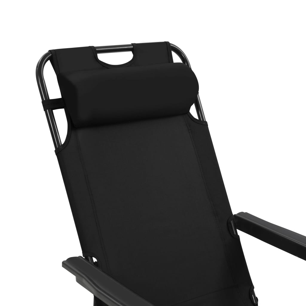 Sdraio pieghevoli 2 pezzi con poggiapiedi in acciaio nero 02_0011944
