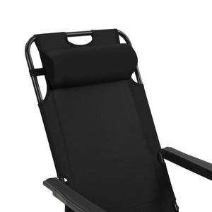 Sdraio pieghevoli 2 pezzi con poggiapiedi in acciaio nero 02_0011944