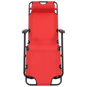 Lettini Prendisole 2 pz Pieghevoli e Poggiagambe Acciaio Rosso cod mxl 23994