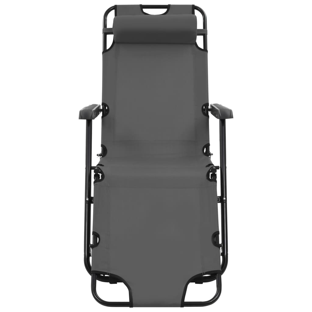 Sdraio pieghevoli 2 pezzi con poggiapiedi in acciaio grigio 02_0011942