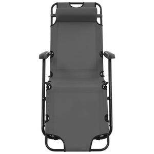 Sdraio pieghevoli 2 pezzi con poggiapiedi in acciaio grigio 02_0011942