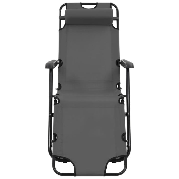 Sdraio pieghevoli 2 pezzi con poggiapiedi in acciaio grigio 02_0011942