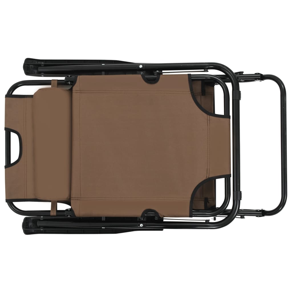 Lettini Prendisole 2 pz Pieghevoli Poggiagambe Acciaio Marrone 44346