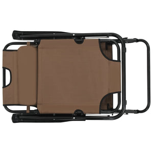 Lettini Prendisole 2 pz Pieghevoli Poggiagambe Acciaio Marrone 44346