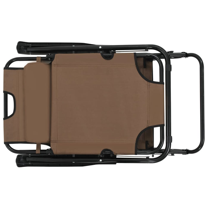 Lettini Prendisole 2 pz Pieghevoli Poggiagambe Acciaio Marrone 44346