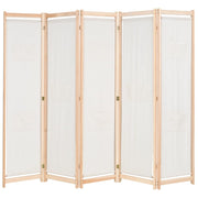 Divisorio divisorio mobile decorativo 5 pannelli crema 200 x 170 x 4 cm tessuto 0802071