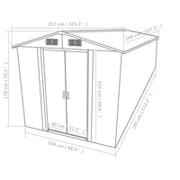 Casetta da giardino casetta per capanni casetta per riporre gli attrezzi casetta per esterni robusta 257 x 298 x 178 cm grigio metallo 02_0022163