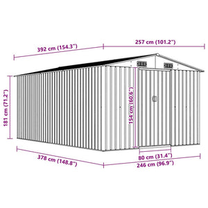 Casetta da Giardino 257x392x181 cm in Metallo Antracite 143346