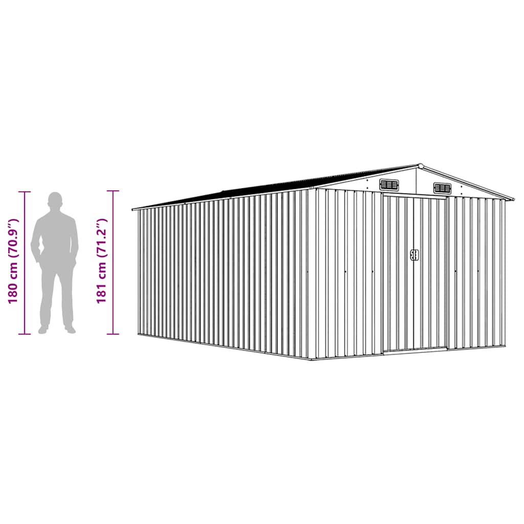 Casetta da Giardino 257x392x181 cm in Metallo Antracite 143346