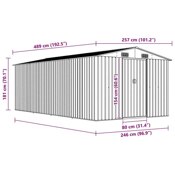 Casetta da Giardino 257x489x181 cm in Metallo Antracite 143350