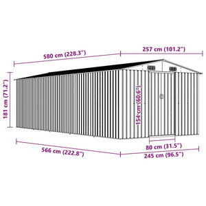 Casetta da Giardino 257x580x181 cm in Metallo Grigio 143353