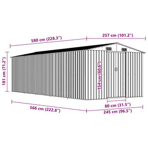 Casetta da Giardino 257x580x181 cm in Metallo Antracite 143354
