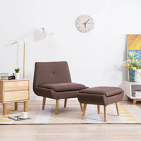 Poltrona Bassa con Poggiapiedi Marrone in Tessuto 246980