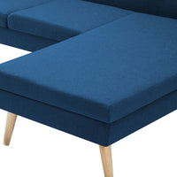 Divano a L con Rivestimento in Tessuto 186x136x79 cm Blu 247001