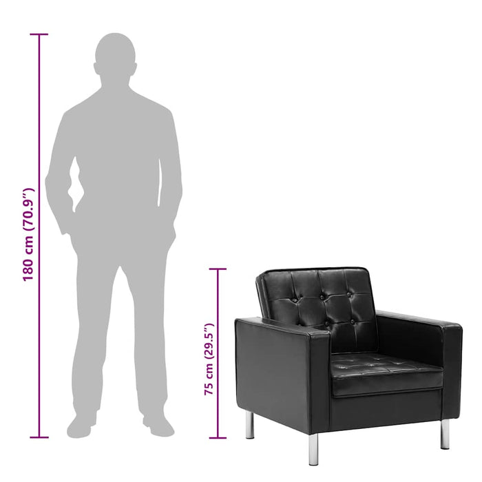 Poltrona Nera 75x70x75 cm Similpelle 247018