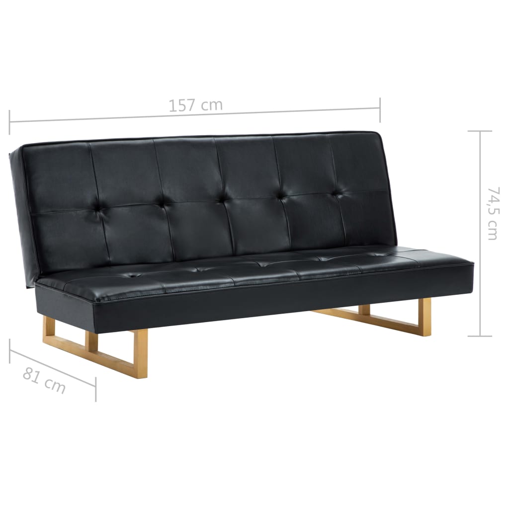 Divano Letto in Similpelle Nero