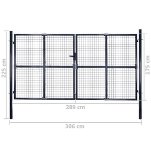 Cancello da giardino in rete di acciaio zincato 306x175 cm grigio 143366
