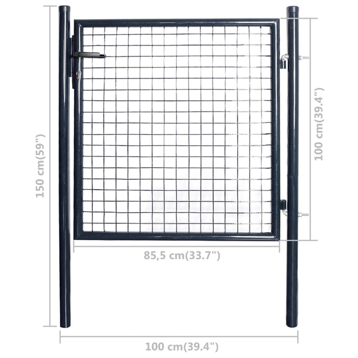 Cancello per Giardino Rete in Acciaio Zincato 85,5x100cm Grigio cod mxl 46825