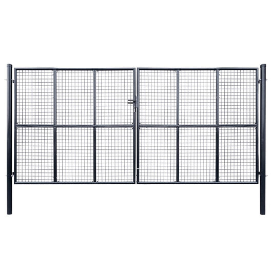 Cancello per Giardino in Acciaio Zincato Grigio 400x200 cm