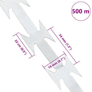 Filo Spinato Concertina con Lame in Acciaio Zincato 500 m