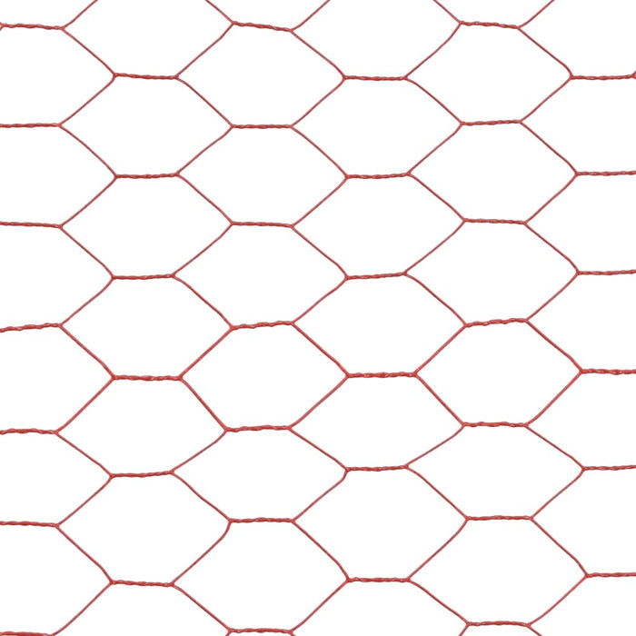 Recinzione in Rete per Pollaio in Acciaio e PVC 25x0,5 m Rossa 143297