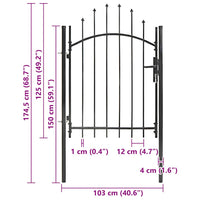 Cancello da Giardino in Acciaio 1x1,75 m Nero