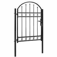 Cancello per recinzione con parte superiore ad arco in acciaio 104x125 cm nero 143085