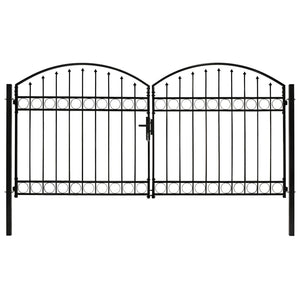 Cancello a Doppia Anta ad Arco in Acciaio 300x125 cm Nerocod mxl 127755