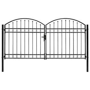 Cancello a Doppia Anta ad Arco in Acciaio 300x150 cm Nerocod mxl 80756