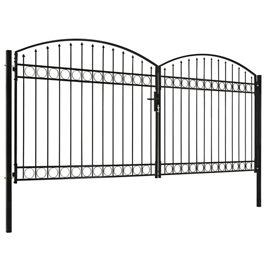 Cancello a Doppia Anta ad Arco in Acciaio 400x200cm Nerocod mxl 130984
