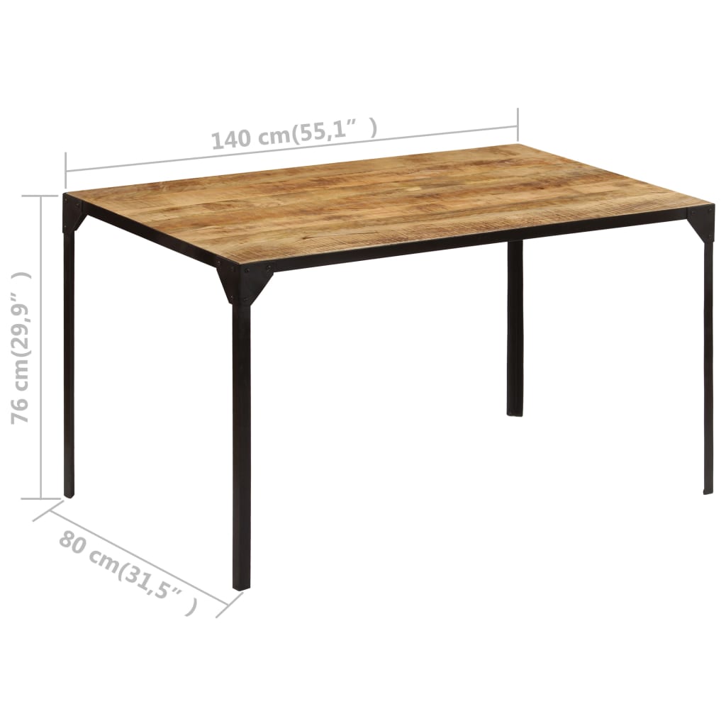 Tavolo da Pranzo 140x80x76 cm in Legno Massello di Mango 246629