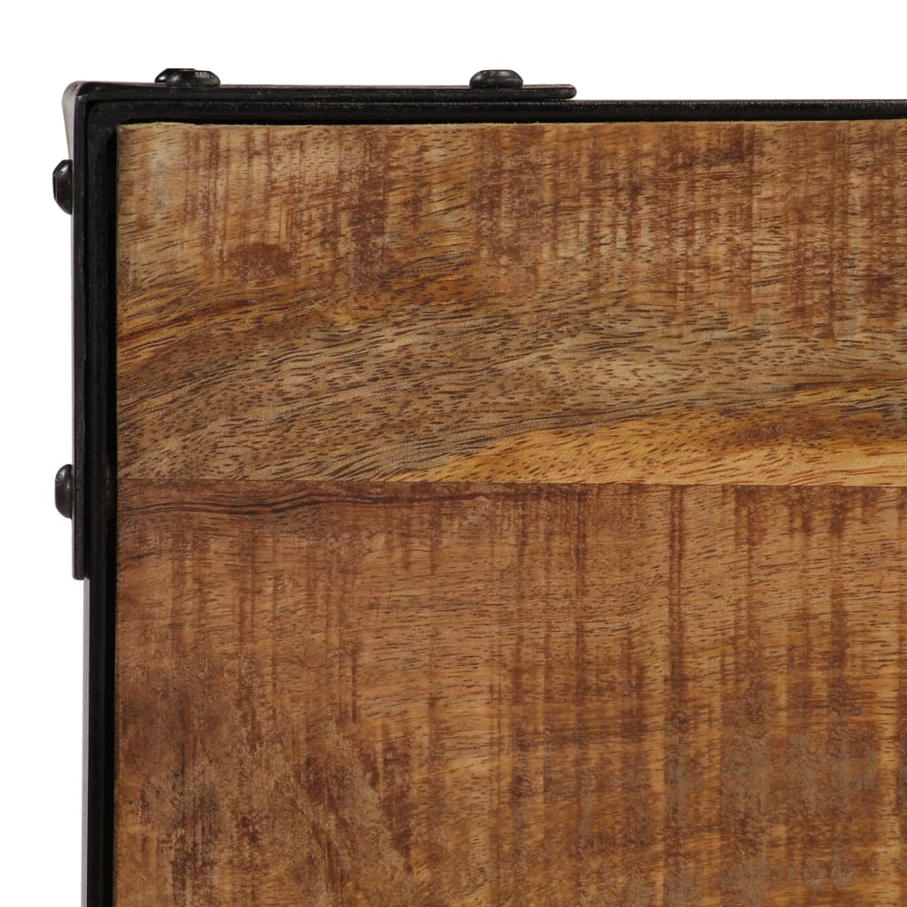 Tavolo da Pranzo in Massello di Mango Grezzo e Acciaio 120 cm 246630