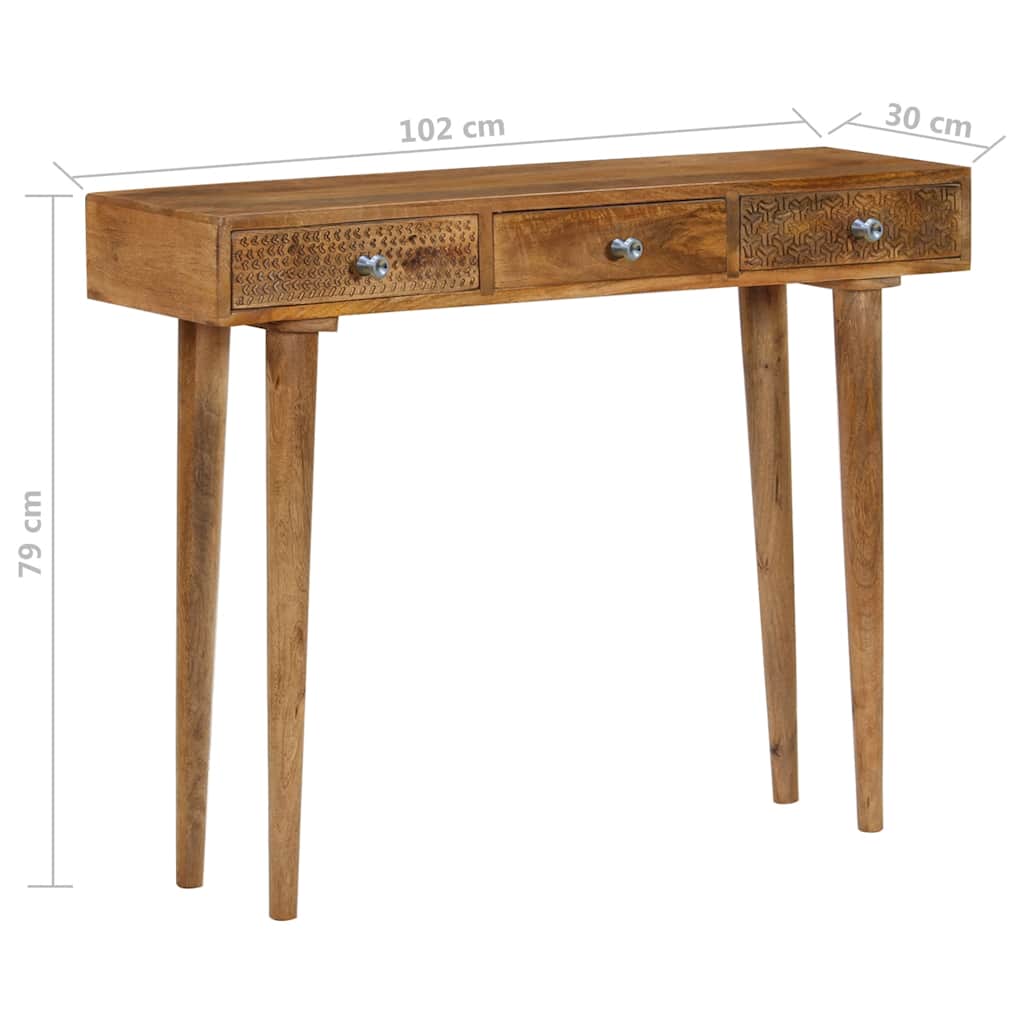 Tavolo Consolle in Legno Massello di Mango 102x30x79 cm 246976