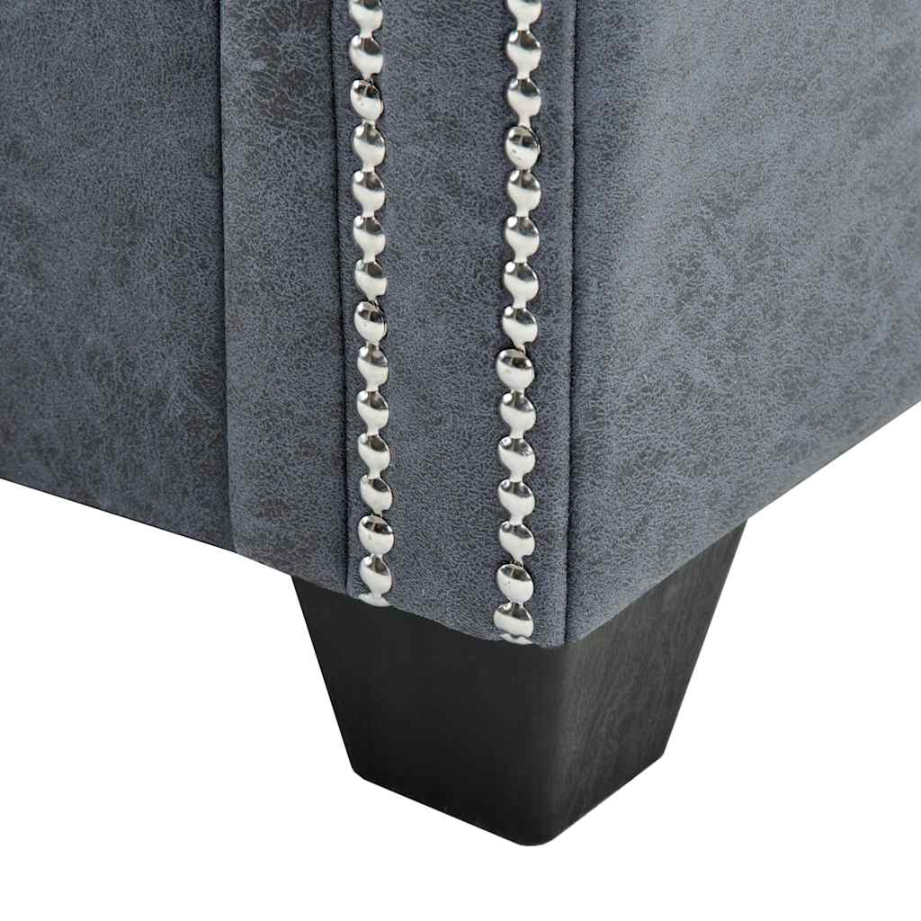 Divano Chesterfield a 2 Posti in Finta Pelle Scamosciata Grigia 247131