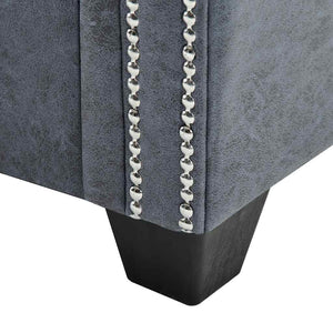 Divano Chesterfield a 2 Posti in Finta Pelle Scamosciata Grigia 247131