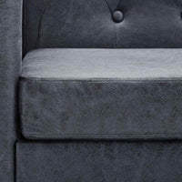 Divano Chesterfield a 2 Posti in Finta Pelle Scamosciata Grigia 247131