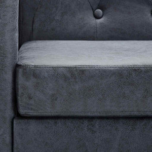 Divano Chesterfield a 2 Posti in Finta Pelle Scamosciata Grigia 247131