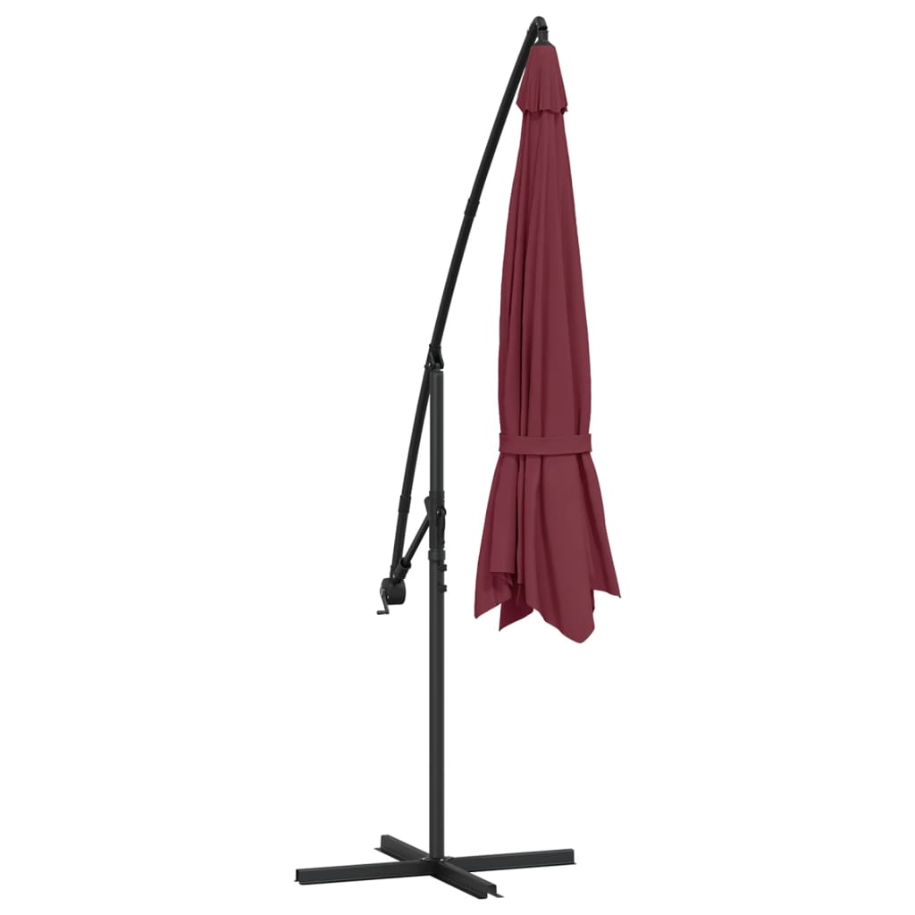 Ombrellone a Sbalzo Palo in Alluminio 350 cm Rosso Bordeaux 44507