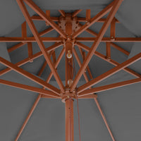 Ombrellone a Due Livelli con Palo in Legno 270 cm Antracite 44519