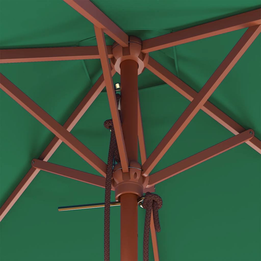 Ombrellone da Esterni con Palo in Legno 150x200 cm Verde